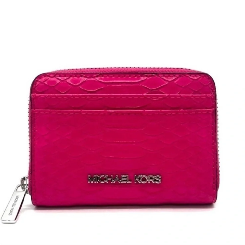Michael Kors Medium ZA Card Case Wallet Electric Pink Multi